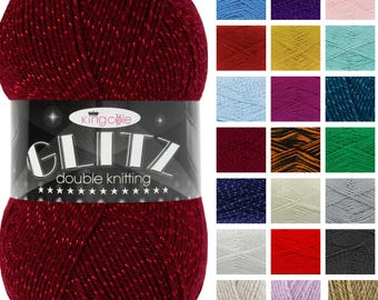 King Cole Glitz DK Double Knit Wool Acrylic Knitting Yarn 100g - All Colours