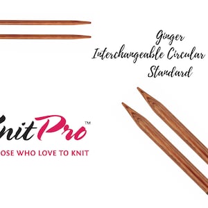 KnitPro Ginger Interchangeable Circular Needles, Standard Length Sizes 3mm-15mm