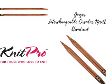 KnitPro Ginger Interchangeable Circular Needles, Standard Length Sizes 3mm-15mm