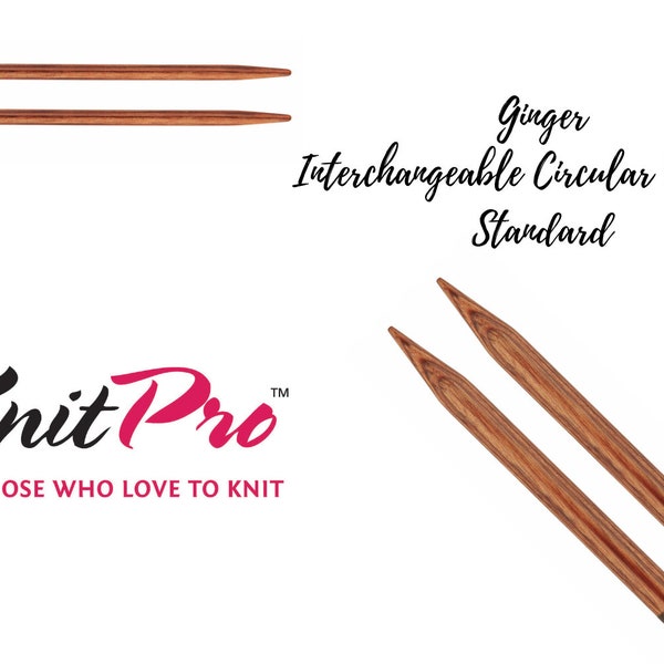 KnitPro Ginger Interchangeable Circular Needles, Standard Length Sizes 3mm-15mm