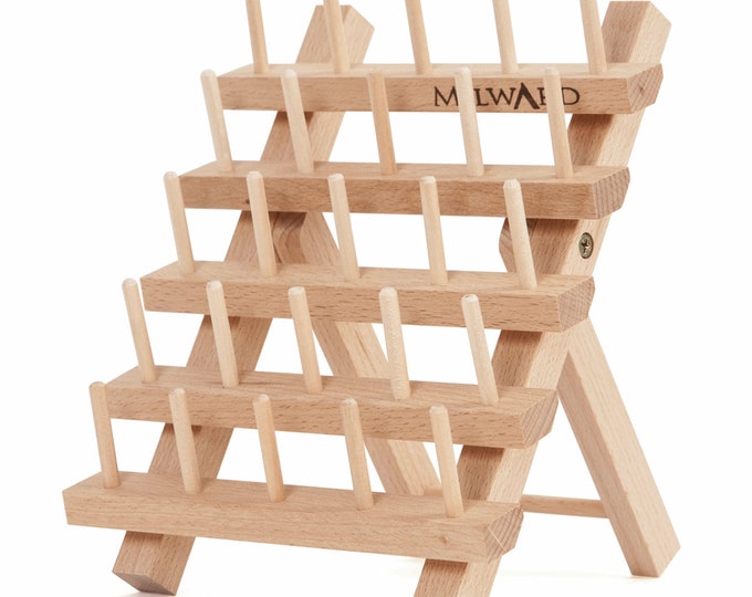 Vintage Wooden Thread Bobbin Rack Spool Holder Wall Mount 60 Pegs ...