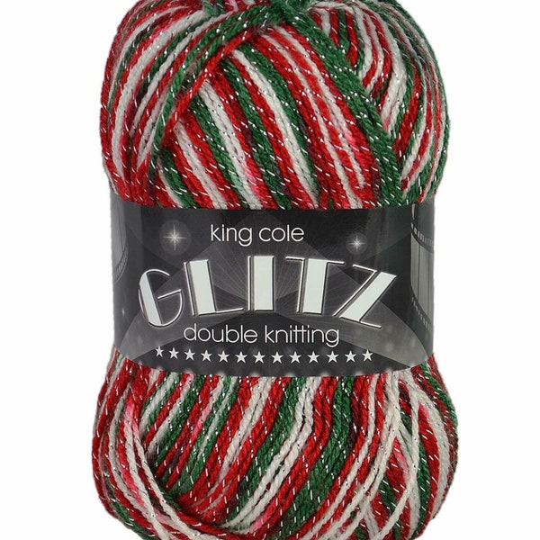 King Cole Glitz DK Double Knit Wool Acrylic Knitting Yarn - Christmas 1698