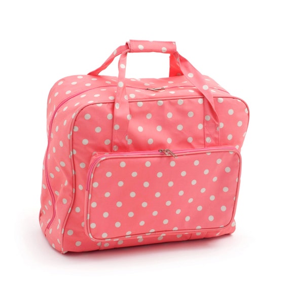 HobbyGift Sewing Machine Bag Red Spot Polka Dot Glossy PVC Storage Crafts