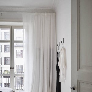 Linen curtain - 52'' - 100% Natural White Bedroom curtain -  Rod pocket panels - Available colors - custom sizes