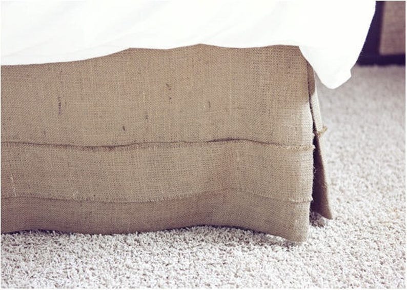 Burlap Bed Skirt Pleated King Size 76x80 Rustic Burlap Bed Skirt Pleated King Size, King Size Burlap Bed Skirt