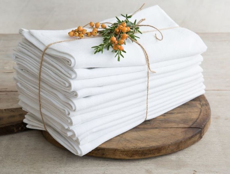 Home Table Decorcotton Napkins. 12 White Napkins. Etsy
