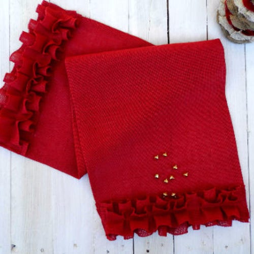 Red Ruffles Burlap Placemat Home Table Decor16'' Etsy