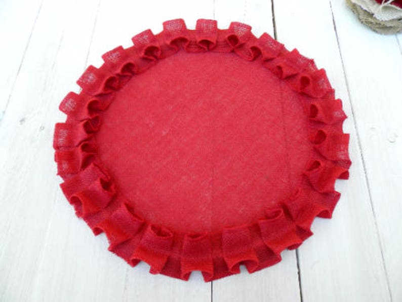 Home table decorBurlap Placemats with ruffles Set of 6 Round Etsy