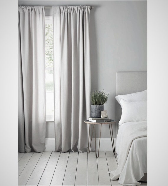 100 Natural Dove Gray Linen Curtain 52 Bedroom Etsy