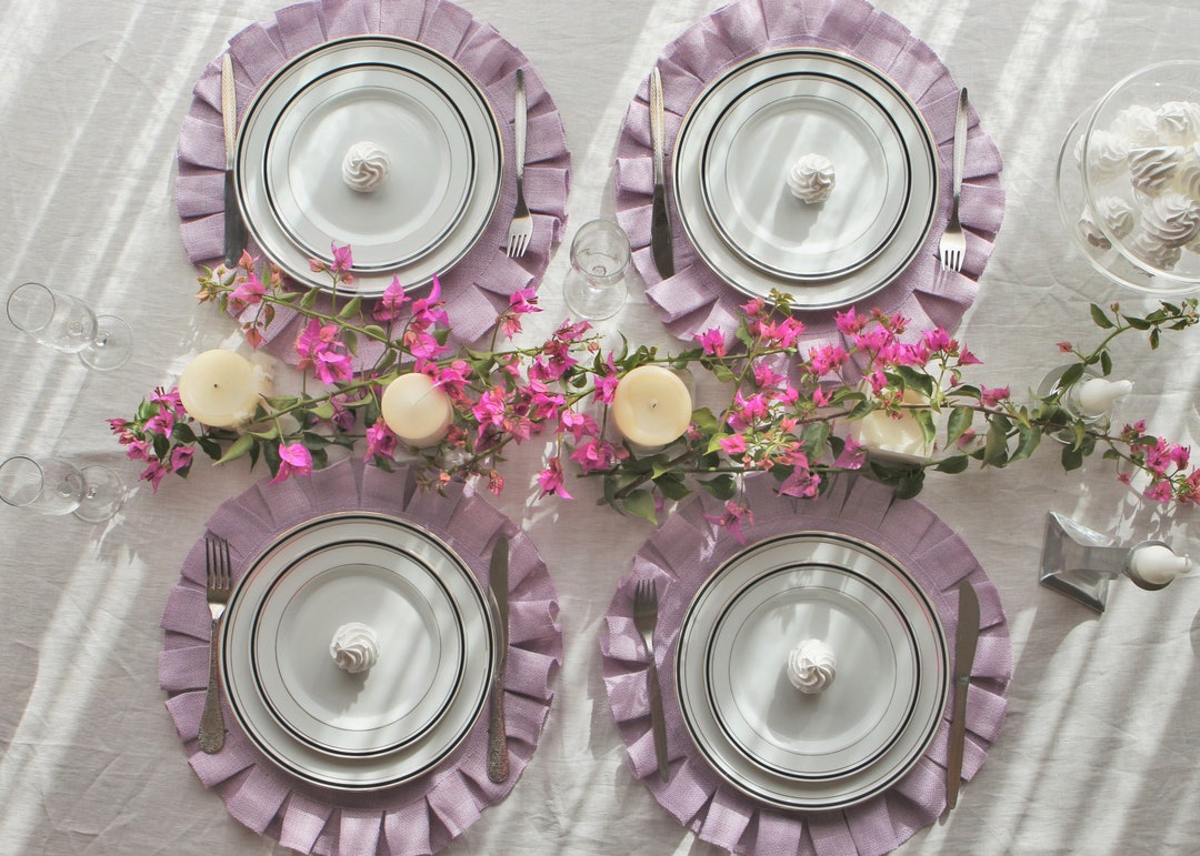 Lavender Placemat 16'' Diameter. Home Round Place Mats Wedding