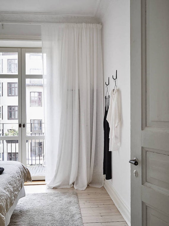100 Natural White Linen Curtain 52 Bedroom Curtain Pod Pocket Panels Available Colors Custom Sizes