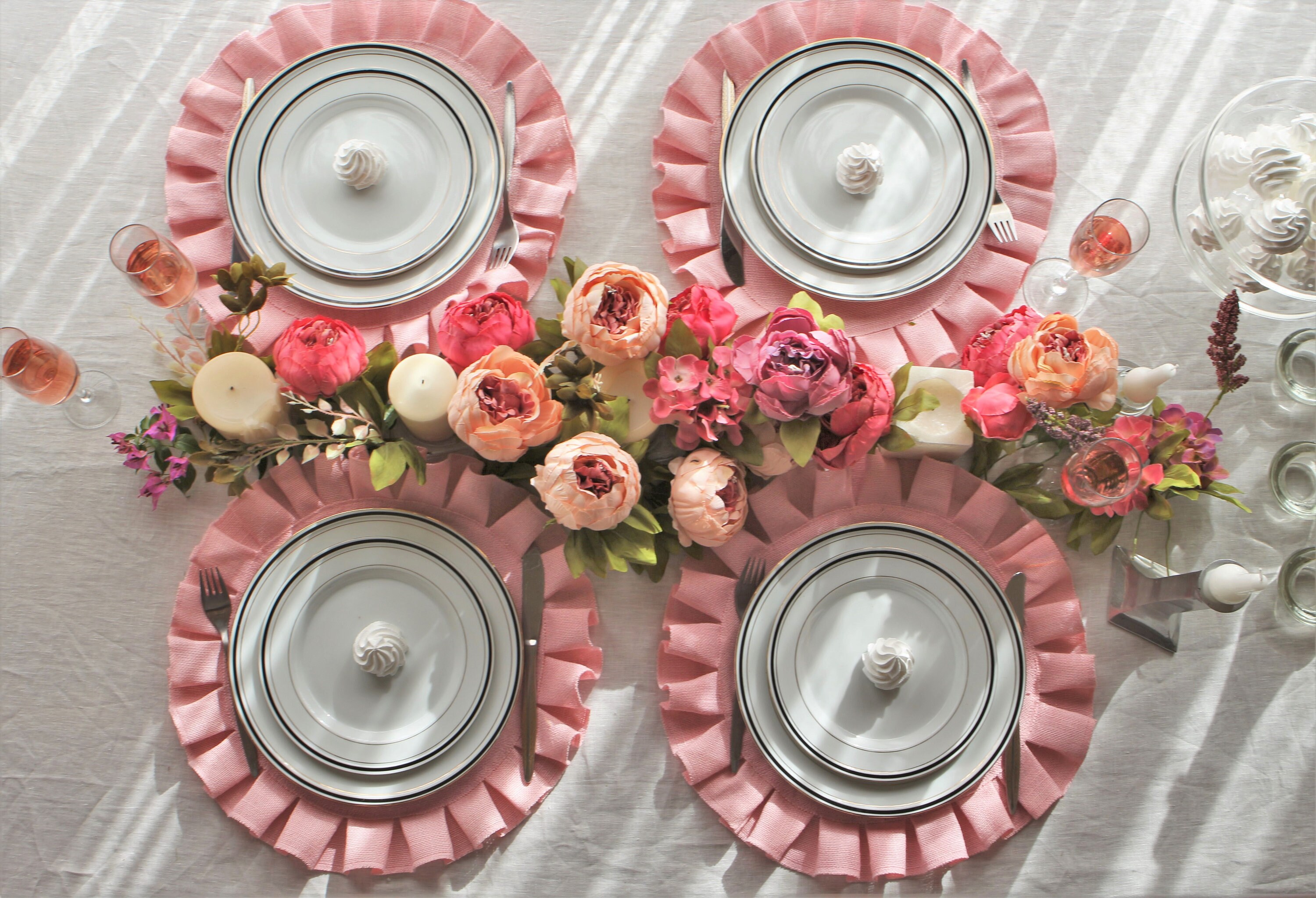 Baby Pink burlap placemat 16'' diameter Shower Etsy