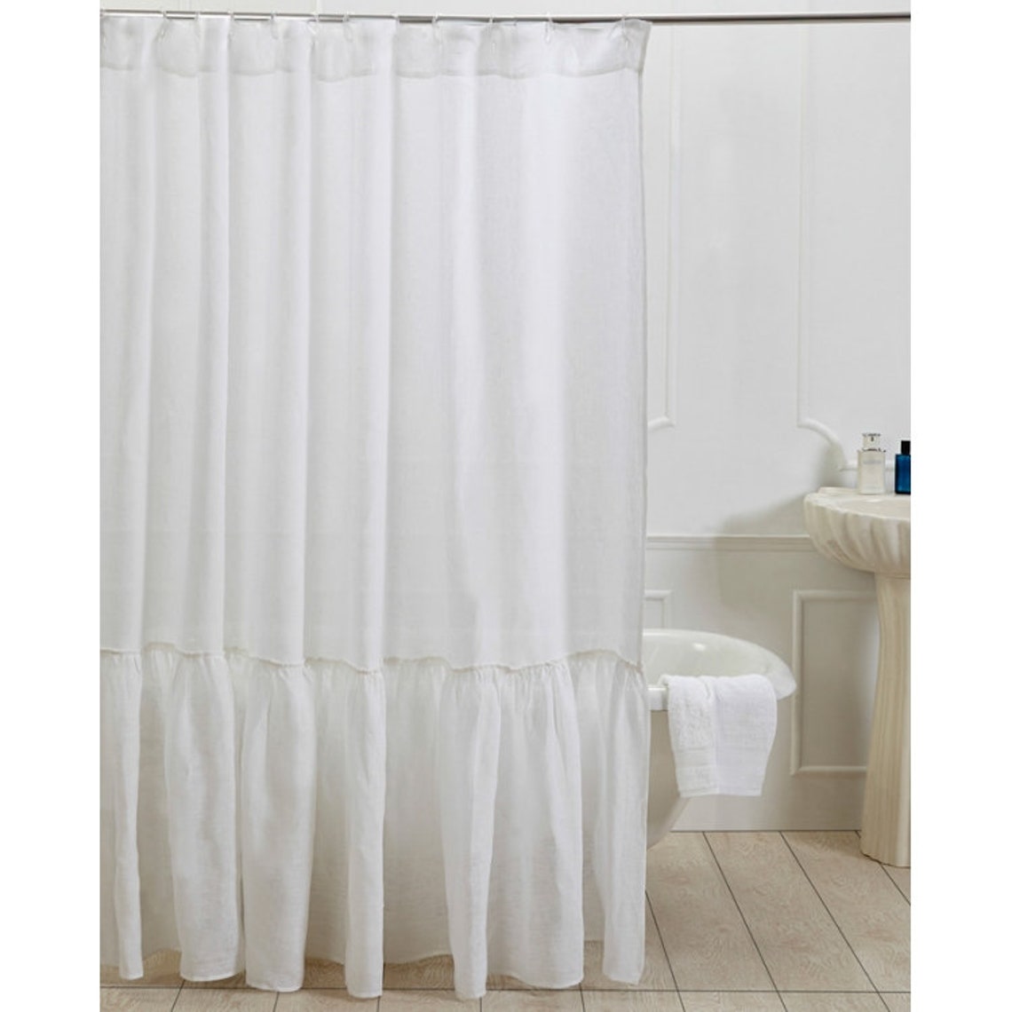 Linnen douchegordijn Ruffled 72''x72'' Etsy