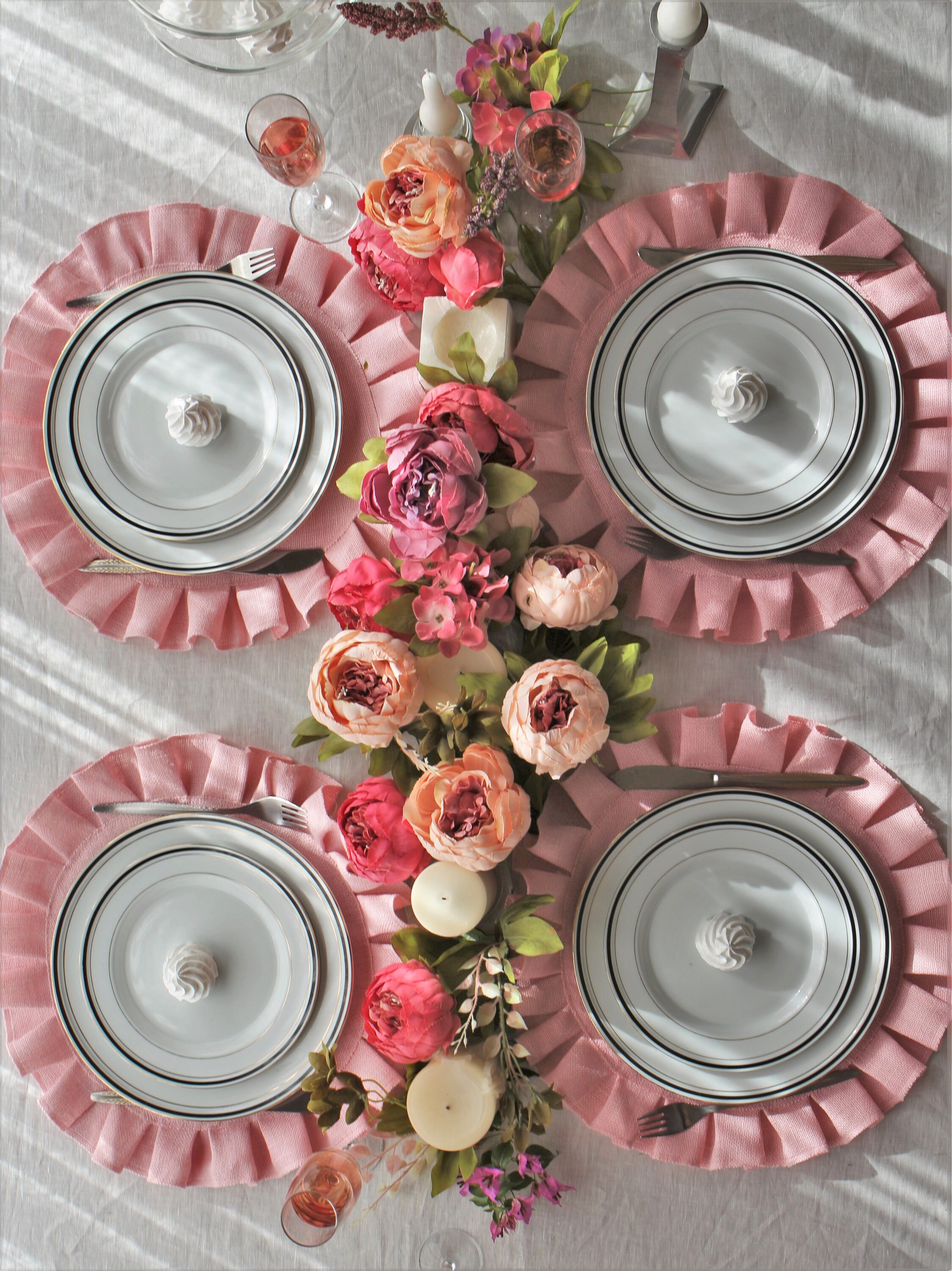 Baby Pink burlap placemat 16'' diameter Shower Etsy