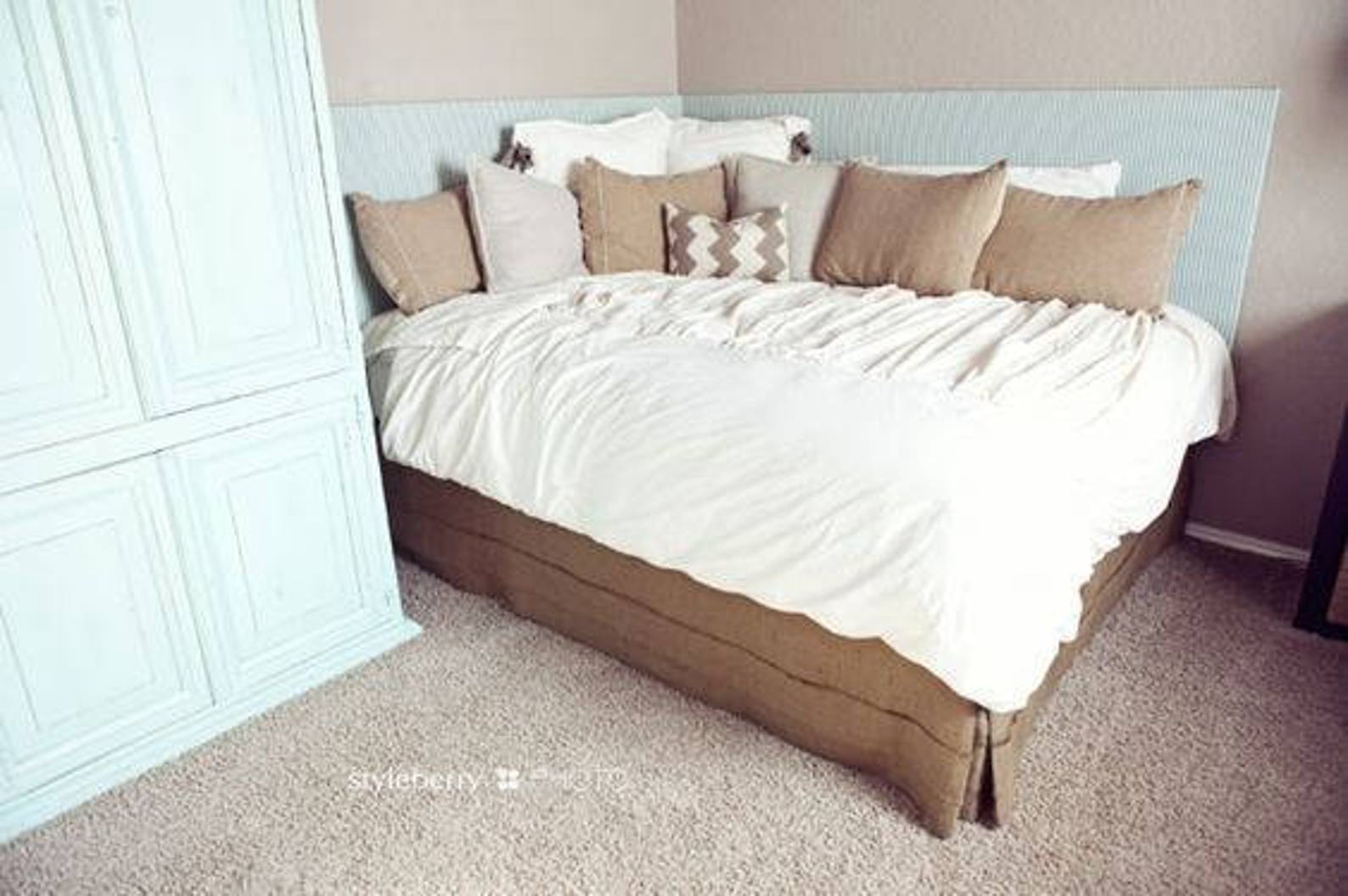 Burlap Bed Skirt Pleated King Size 76x80 Rustic Etsy