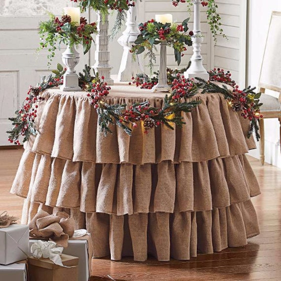 Burlap Tablecloth Ruffled Natural Round 45 Burlap Tablecloth Ruffled Natural Round, Burlap Tablecloths Round