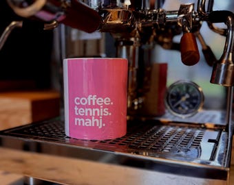 麻雀、テニス、コーヒーのピンクマグカップ｜母の日ギフト