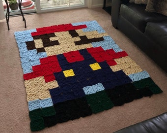 Mario 8-bit Crochet Blanket Pattern PDF