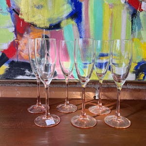 Luminarc France Pink Stem Champagne Flutes  set of 6