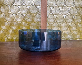 MCM Iittala Finland Timo Sarpaneva Blue Handblown I Series 8” Serving Bowl EUC