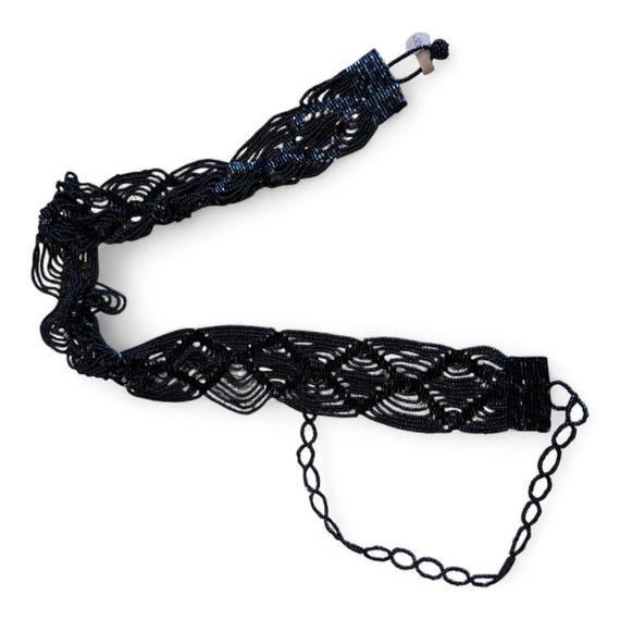 Vintage 1920s Black Glass Beaded Flapper Belt - Etsy display picture 1