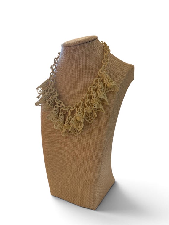 Celluloid Plastic Chain Flower Statement Necklace - image 7