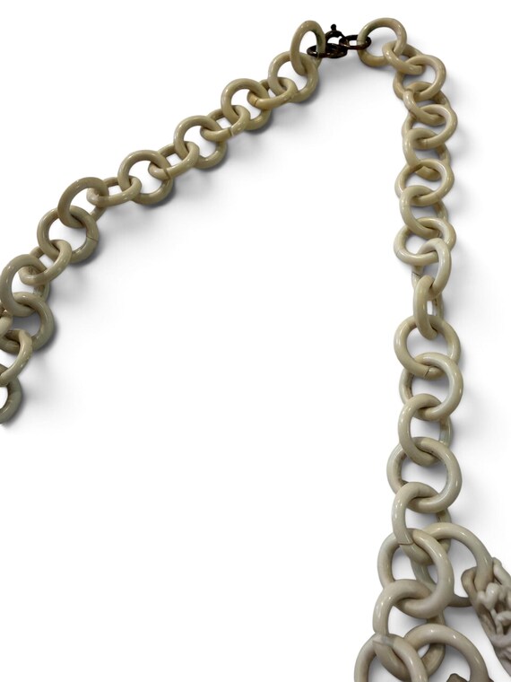 Celluloid Plastic Chain Flower Statement Necklace - image 4