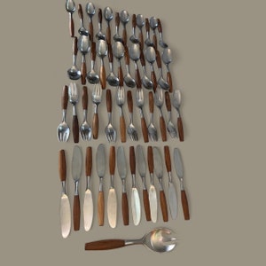 Mid Century Dansk Teak, A Mid-Century Design Flatware Service, Fjord By Jens Quistgaard (49 Pcs available)