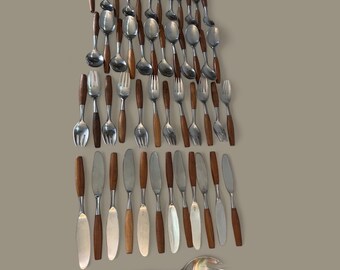 Mid Century Dansk Teak, A Mid-Century Design Flatware Service, Fjord By Jens Quistgaard (49 Pcs available)