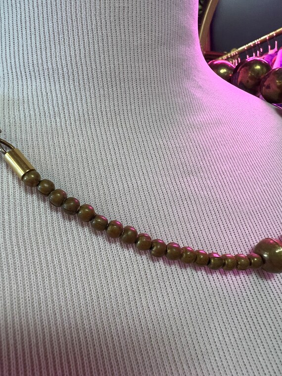 Vintage large Brass Bead Necklace chunky ethnic tribal Gem