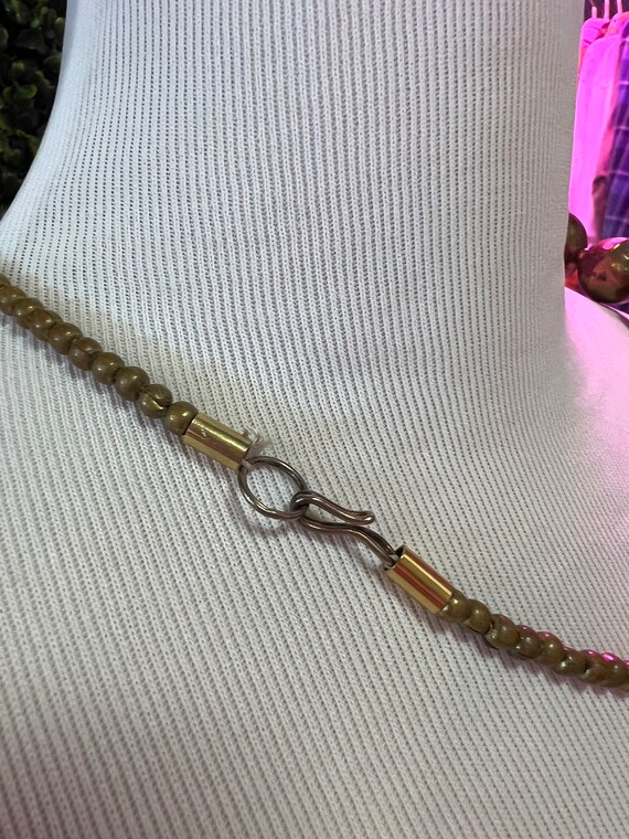 Vintage large Brass Bead Necklace chunky ethnic tribal Gem