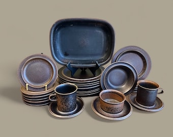 Vintage Arabia of Finland Ruska Modern Stoneware Pottery Dishes Brown