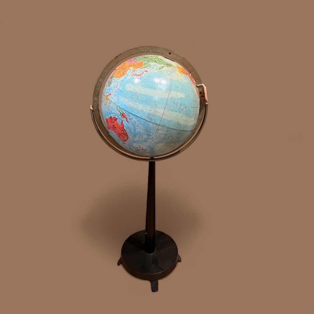Mid Century Floor Standing World Globe by Replogle Stereo Relief Globe ...