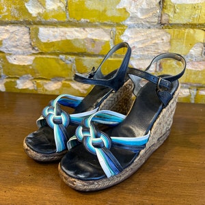 sandales compensées italiennes vintage des années 70, taille 8