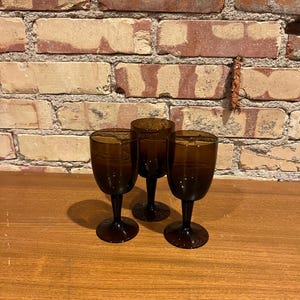 GORHAM Reizart Crystal Accent BROWN calice da vino 5,25" MCM set di 3