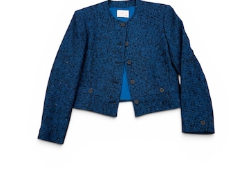 Chaqueta vintage de lana tweed azul de los años 80, Pendleton, talla 8