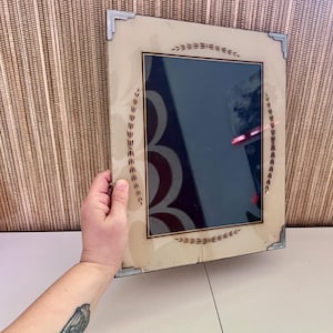 Vintage 1930s Art Deco Reverse Glass beige and gold and Silver Frame 8x10