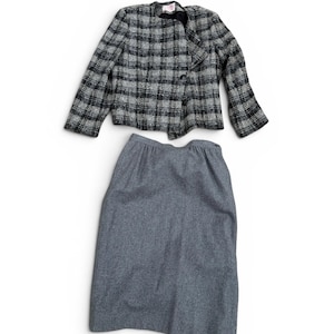 Vintage 70s Pendleton Wool Plaid Blazer Suit Jacket & Skirt Set