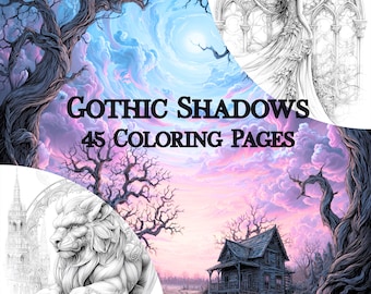 Gothic Shadows – 45 Dark Fantasy Coloring Pages