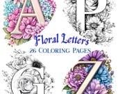 Floral Letters – 26 Unique Alphabet Coloring Pages