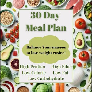 30 Day Meal Plan - High protein, High Fiber, Low Carb, Low Fat, Low Calorie
