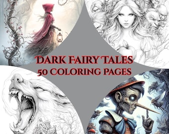 Contes de fées sombres – 50 pages à colorier gothique torsadé fantastique pour adultes