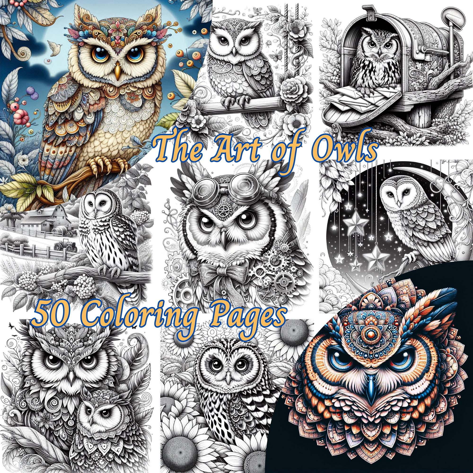 The Art of Owls -50 Owl Coloring pages