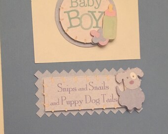 Baby Boy, recortes y caracoles y cachorro perro colas tarjeta
