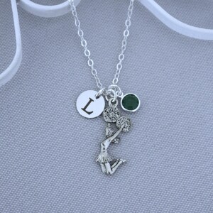 Cheerleader Necklace Personalized, Initial Disc, Letter, Cheerleading Gift, Birthstone, Custom, Gifts for Girls, Silver, Cheer Team Jewelry image 7