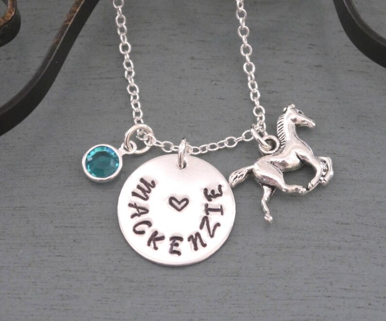 Horse Name Necklace Personalized Horse Necklace Horse Etsy