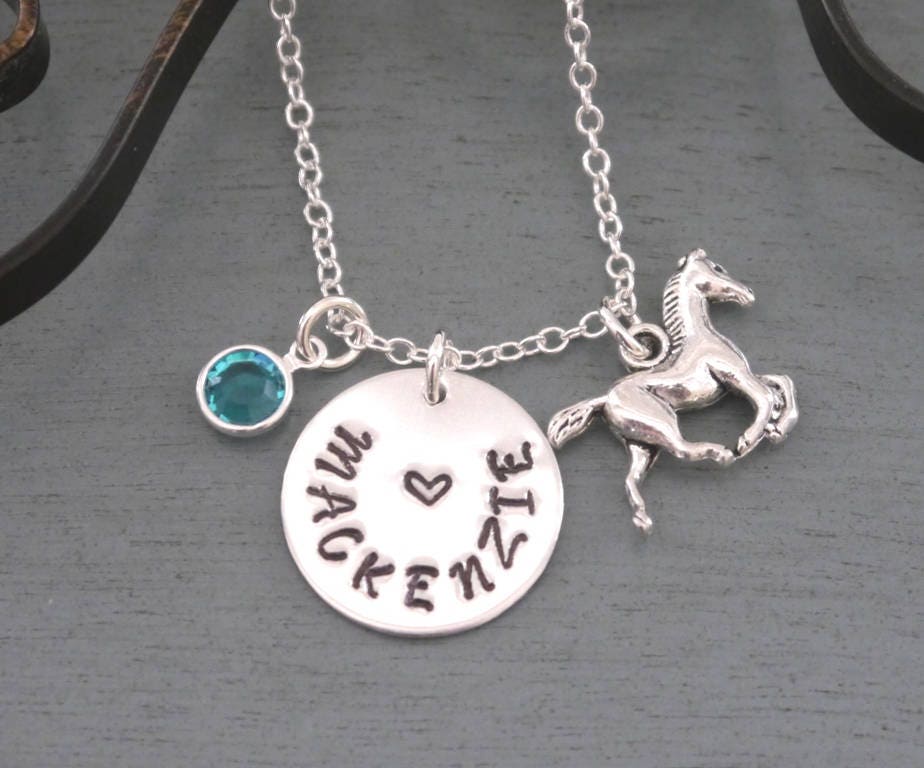 Horse Name Necklace Personalized Horse Necklace Horse Etsy
