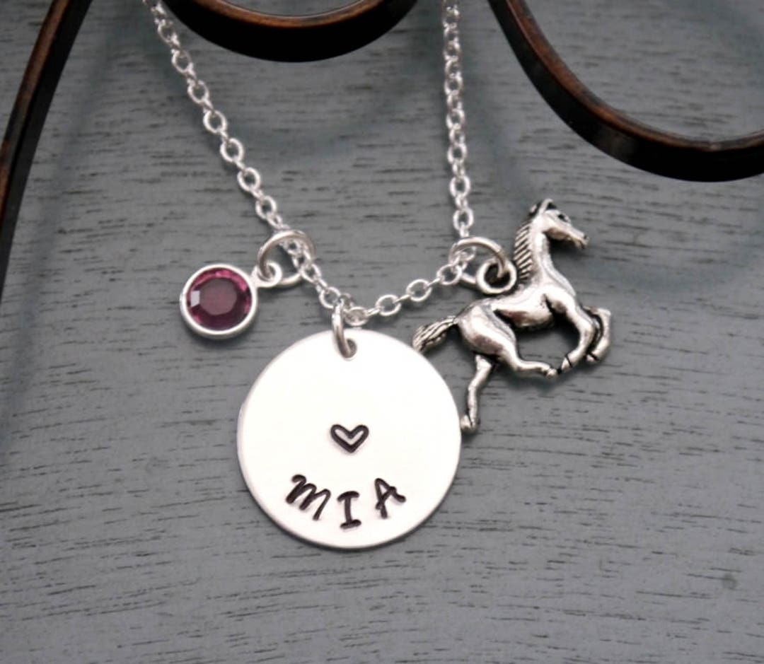 Personalized Horse Necklace, Horse Necklace, Horse Name Necklace, Girl