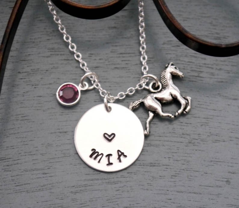 Personalized Horse Necklace Horse Necklace Horse Name Etsy