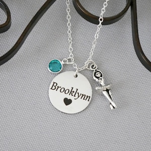 Personalized Ballerina Necklace, Name Necklace, Ballet Gifts for Girls, Birthstone Necklace, Ballerina Gifts, Custom, Unique, Gift for Girls